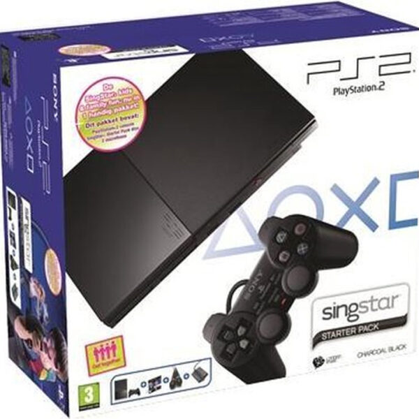Refurbished Playstation 2 Slim - Zwart | Singstar Pakket | Compleet in doos
